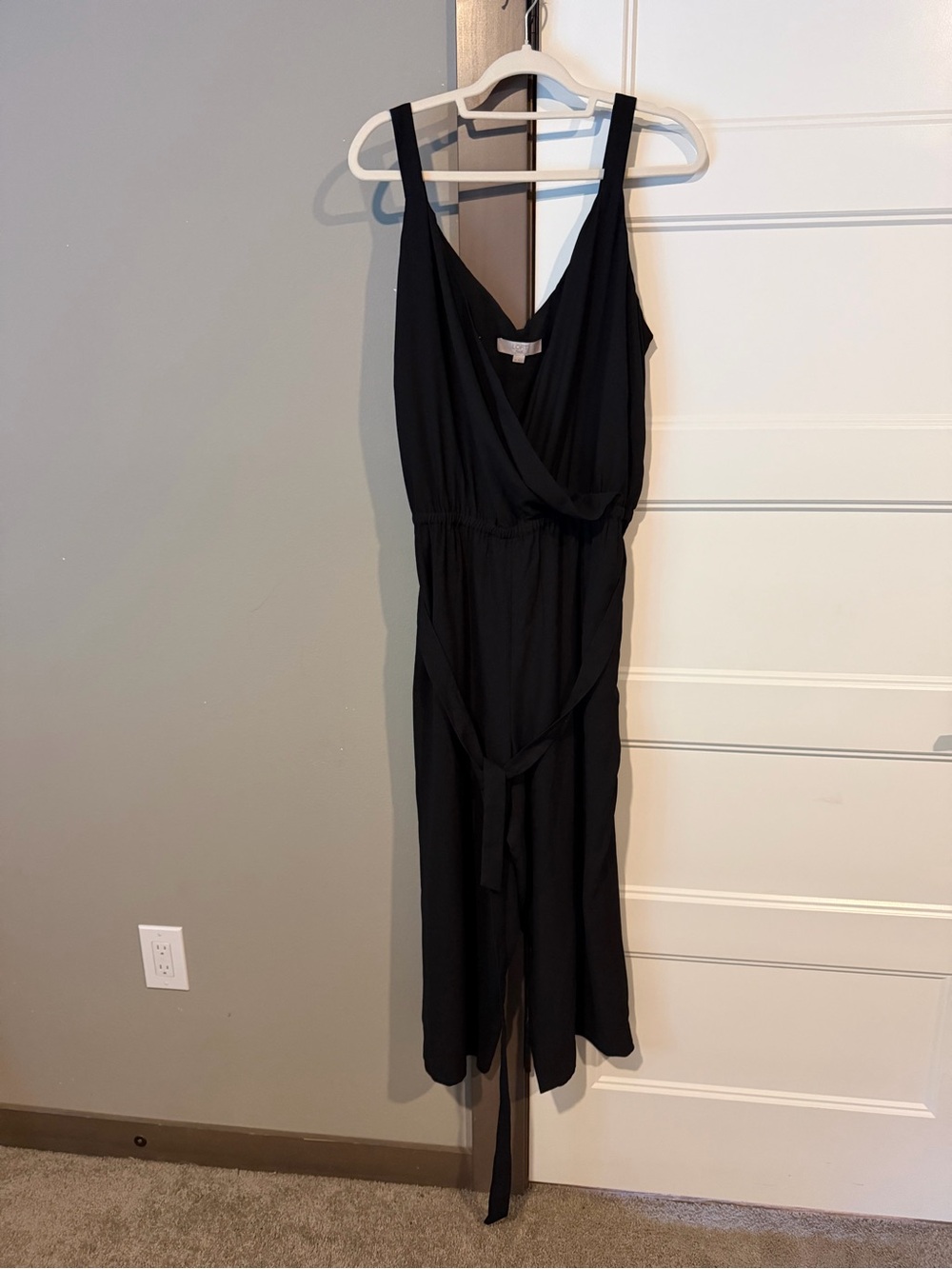 LOFT Black Sleeveless Jumpsuit with Tie Waist